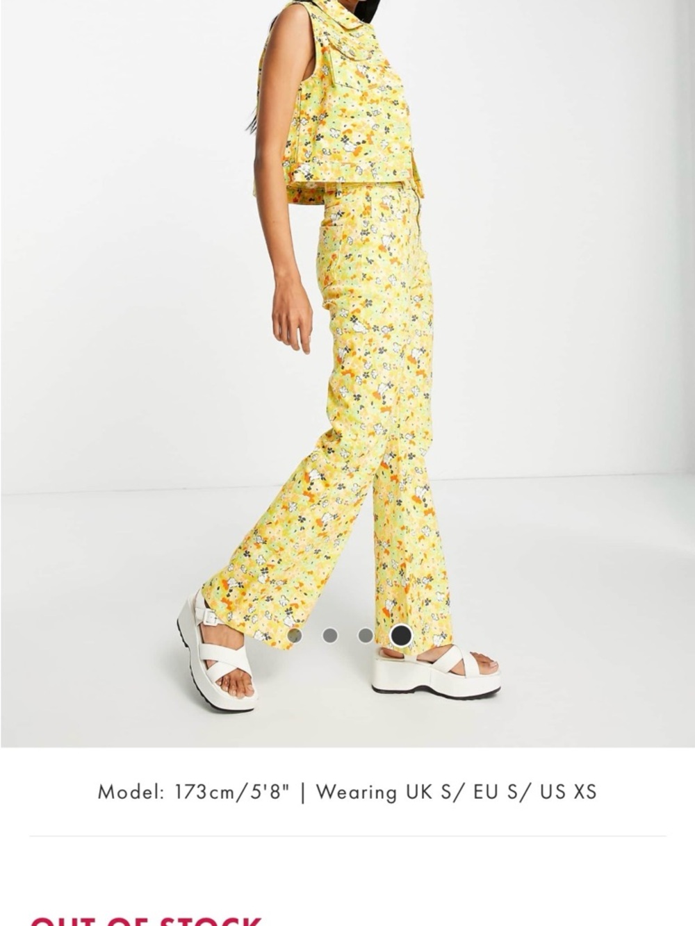 High-Rise Yellow Floral Wide-Leg Jeans